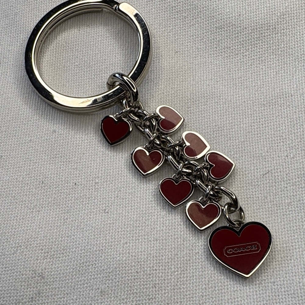 Coach Red Enamel Heart Charm Keyring